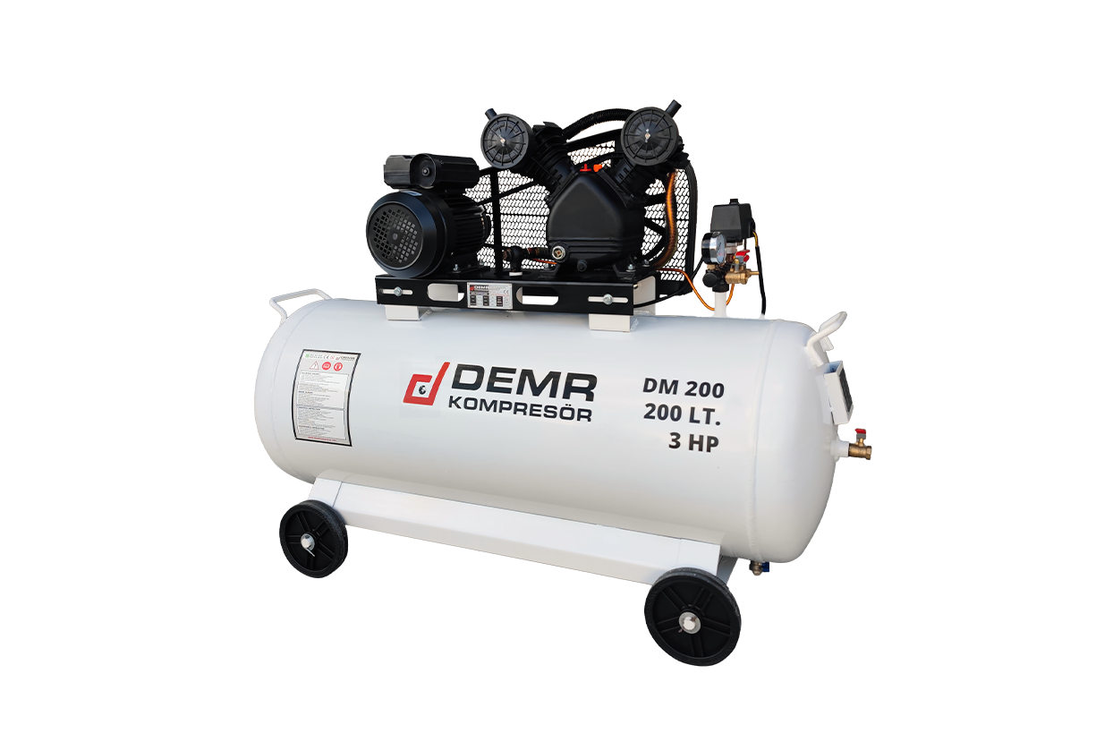 200 lt 2 Kafa 8 Bar 3 Hp Pistonlu Hava Kompresörü